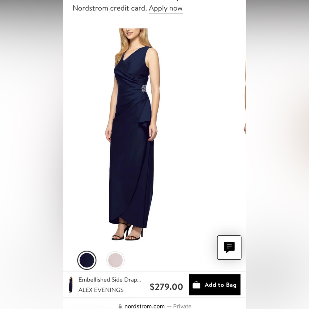 Alex Evenings - Embellished Side Drape Column Gown- Size 14